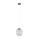 Single Sphere Glass Shade Pendant Light With Antique Brass Metalware E27 IP20 25W Single Sphere Glass Shade Pendant Light With Antique Brass Metalware E27 IP20 25W
